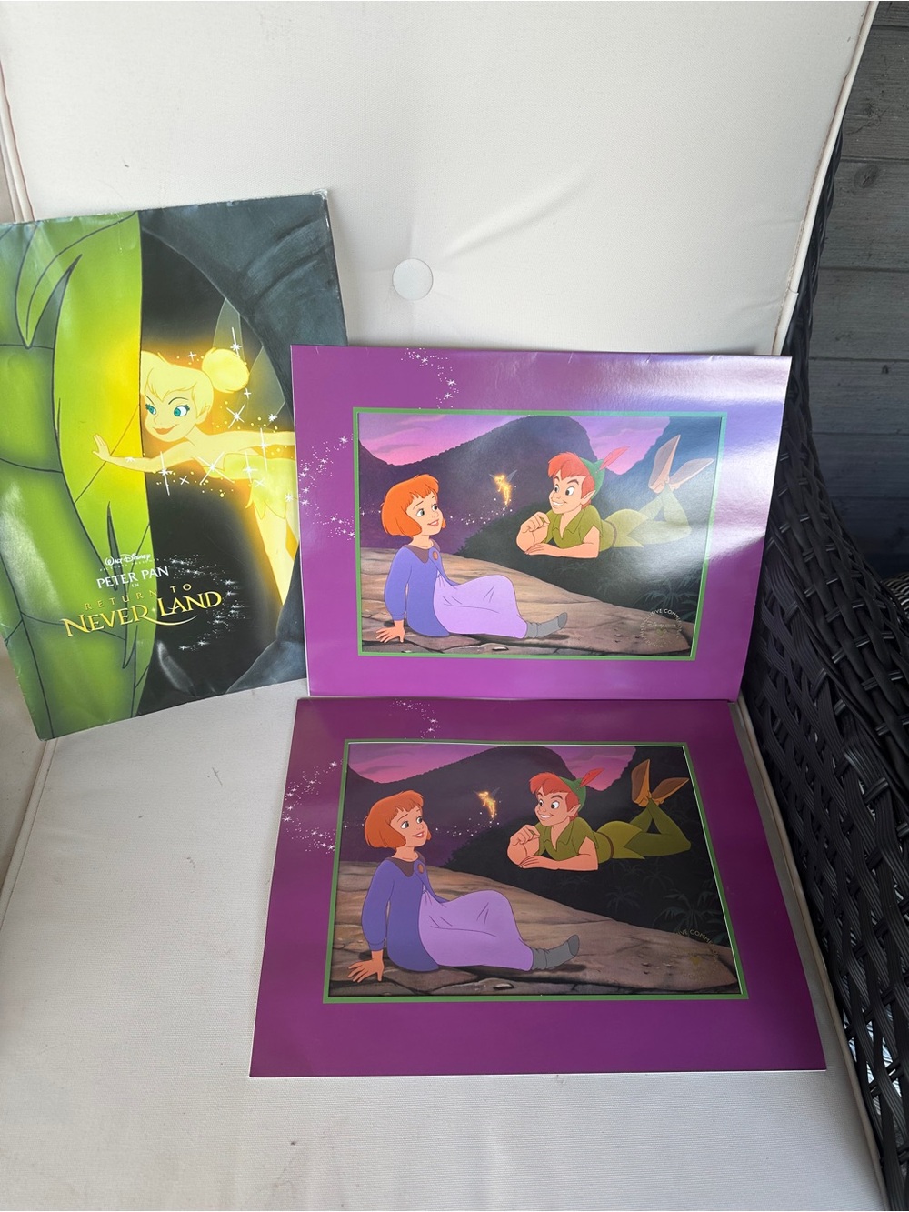 Two Disney Peter Pan Art Print Set - Purple, Green & Yellow